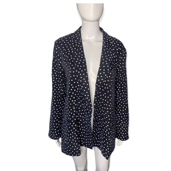 Capulet Blazer Women’s Medium Irna Blue & White Polka Dot Two Button Closure - Picture 1 of 11